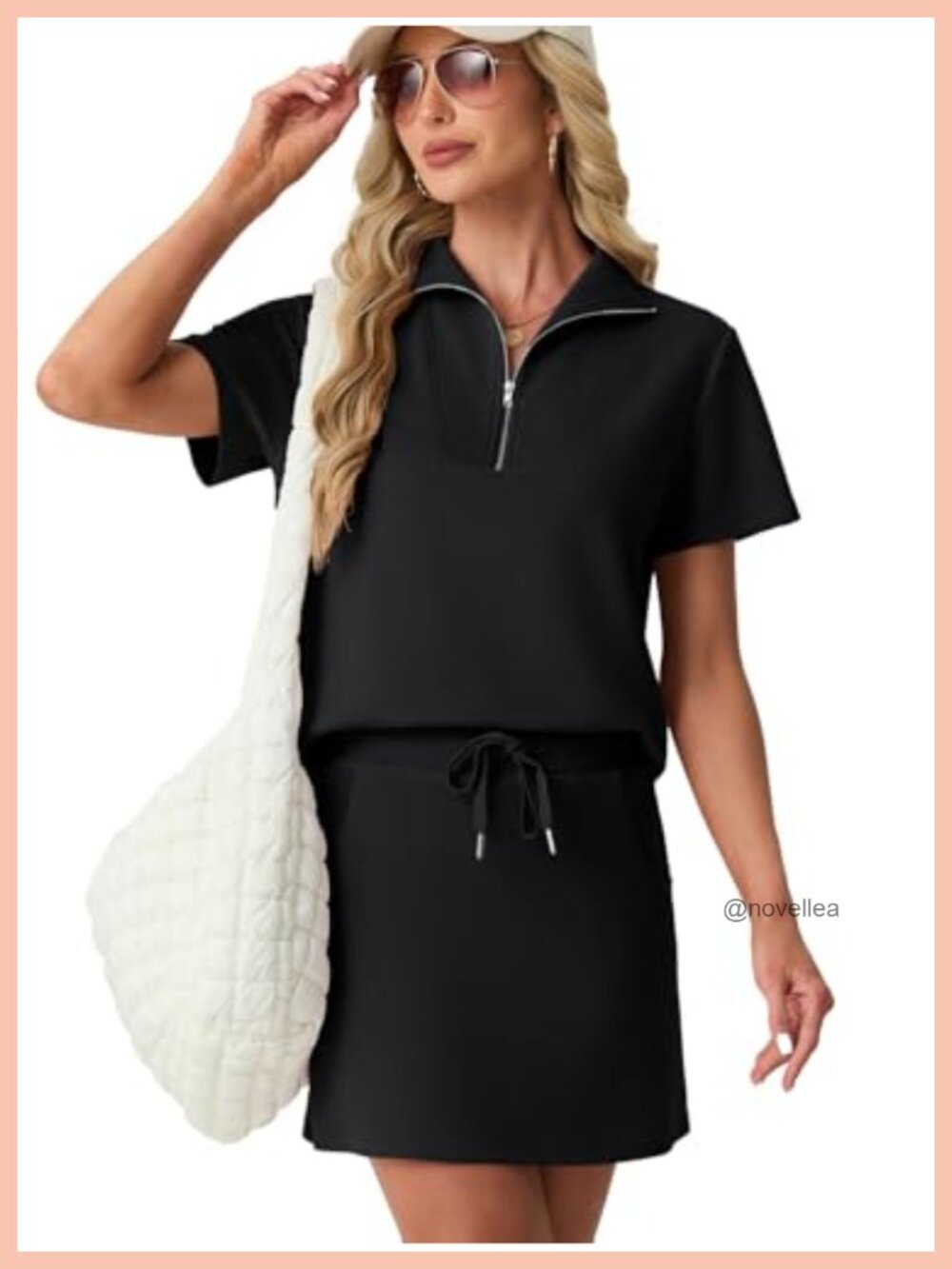 Women's 2 Piece Skort Set Half Zip Short Sleeve Top Pockets Tennis